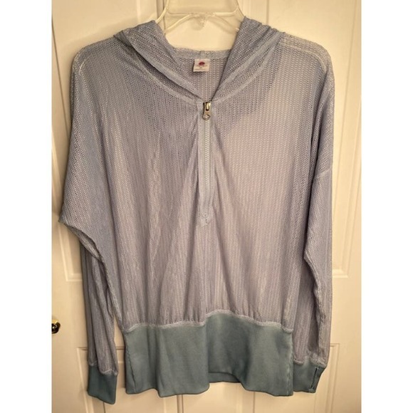 Soybu Activewear Blue Zip Up Mesh Hooded Jacket Size Medium - Picture 1 of 5